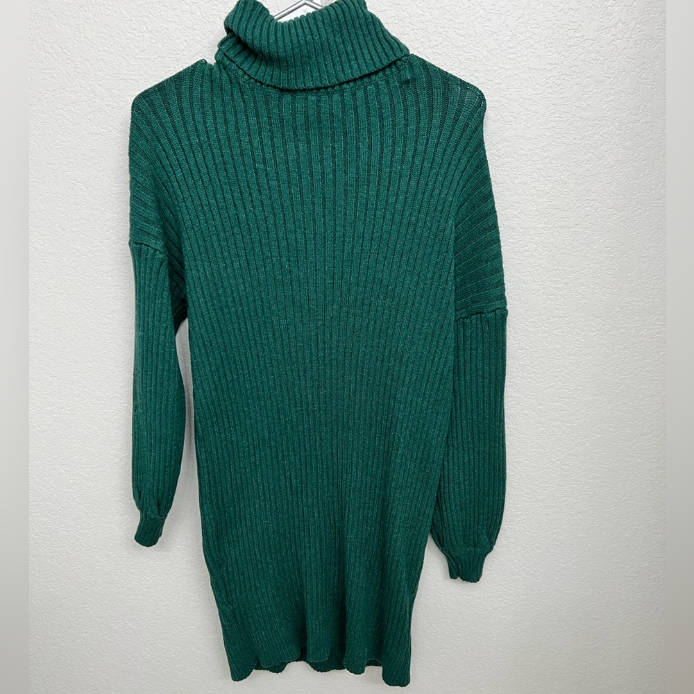 Emerald Green Turtle Neck Sweater Dress